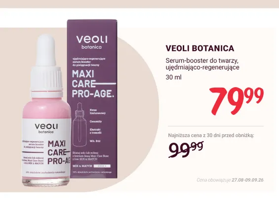 Serum-booster do twarzy ujędrniająco-regenerujące Veoli Botanica promocja w Rossmann