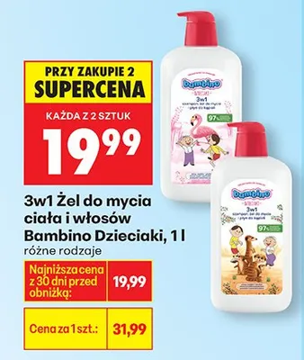 Żel do mycia ciała i włosów Bambino Dzieciaki 3w1 różne rodzaje promocja w Biedronka