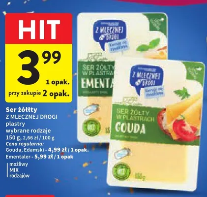 Ser ementaler w plastrach Z Mlecznej Drogi promocja w Intermarche