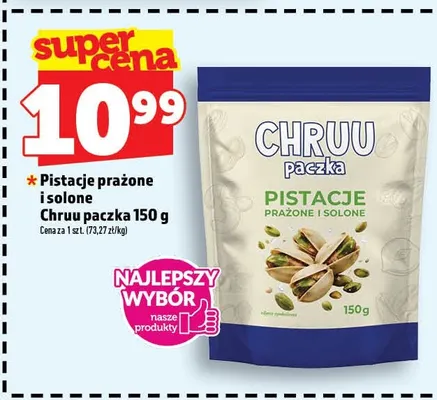 Pistacje prażone i solone Chruu paczka promocja w TOPAZ