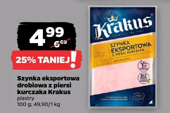 Szynka eksportowa drobiowa z piersi kurczaka promocja w Netto