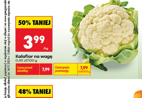 Kalafior na wagę promocja w Biedronka