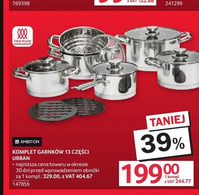 Komplet garnków 13 części Ambition Urban promocja w Selgros