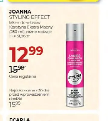 Lakier do włosów Keratyna Ekstra Mocny Joanna Styling Effect promocja w Drogerie Jawa