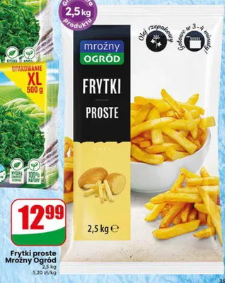 Frytki proste 2,5kg promocja w Dino