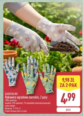 Rękawice ogrodowe damskie promocja w Aldi