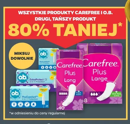 Produkty Carefree i o.b. promocja w Netto