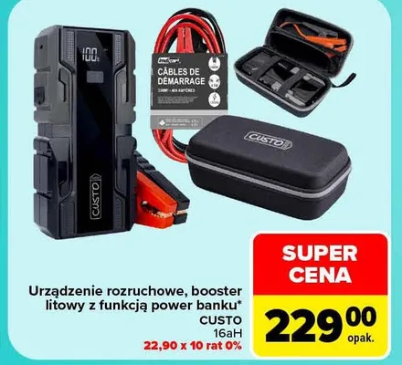 Urządzenie rozruchowe booster litowy z funkcją power banku Custo promocja w Carrefour