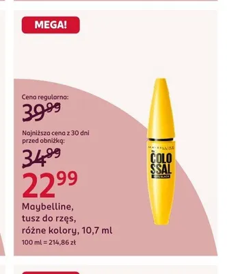 Tusz do rzęs Maybelline Colossal promocja w Rossmann