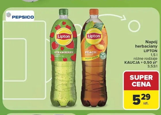 Napój herbaciany Lipton brzoskwiniowy promocja w Carrefour