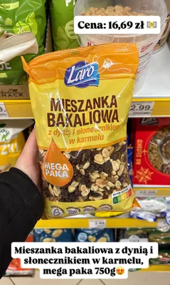 Mieszanka bakaliowa z dynią i słonecznikiem w karmelu promocja w Dino
