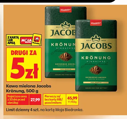 Kawa mielona Jacobs Krönung promocja w Biedronka