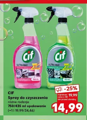 Spray do czyszczenia Cif Ultra Max uniwersalny odtłuszczacz promocja w Kaufland