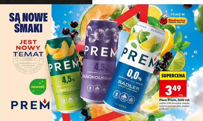 Piwo bezalkoholowe Prem Radler Limonka-Mięta promocja w Biedronka