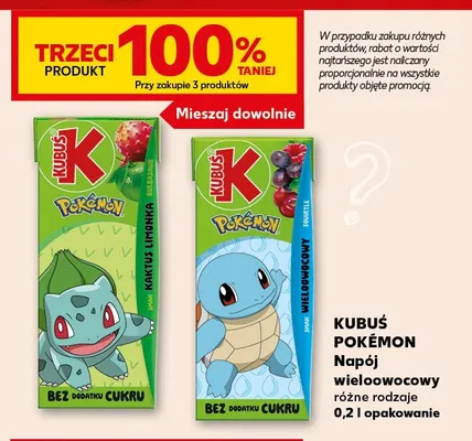 Napój wieloowocowy Kubuś Pokémon smak wieloowocowy Squirtle promocja w Kaufland