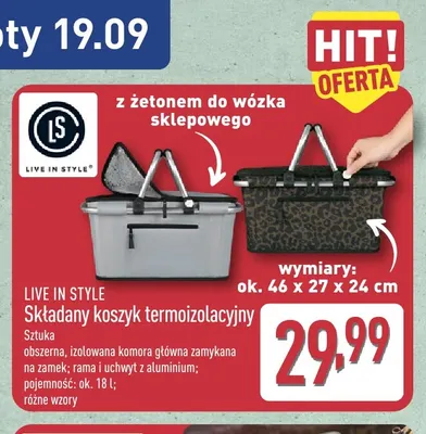 Składany koszyk termoizolacyjny Live In Style promocja w Aldi