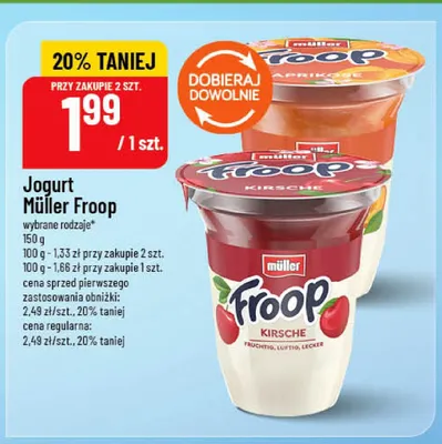 Jogurt Müller Froop o smaku wiśniowym promocja w POLOmarket