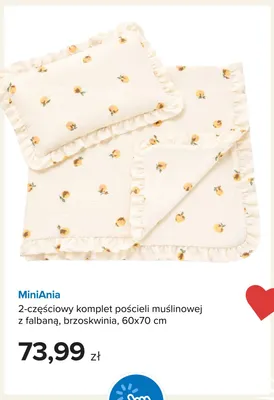 Komplet pościeli muślinowej MiniAnia 2-częściowy z falbaną brzoskwinia 60x70 cm promocja w Smyk