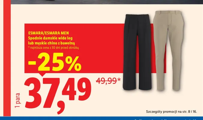 Spodnie męskie chino z bawełną promocja w Lidl