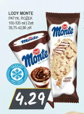 Lody Monte rożek promocja w Słoneczko