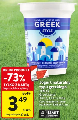 Jogurt naturalny typu greckiego Temar Greek Style promocja w Intermarche