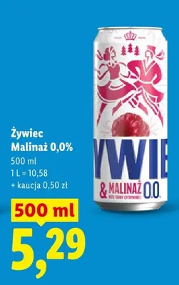 Piwo bezalkoholowe Żywiec Malinaż 0,0% promocja w Lidl