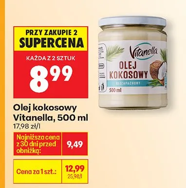 Olej kokosowy nierafinowany Vitanella promocja w Biedronka