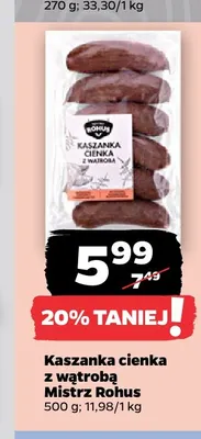 Kaszanka cienka z wątrobą Mistrz Rohus promocja w Netto