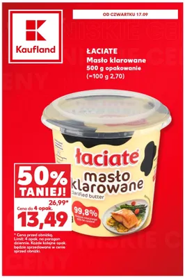 Masło klarowane Łaciate promocja w Kaufland