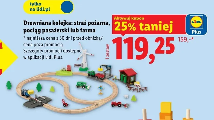 Drewniana kolejka straż pożarna promocja w Lidl