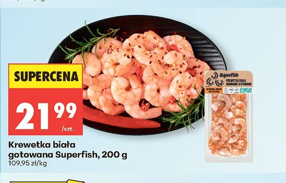 Krewetka biała gotowana Superfish promocja w Biedronka