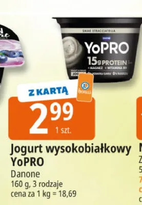Jogurt wysokobiałkowy YoPRO Danone smak stracciatella promocja w Leclerc