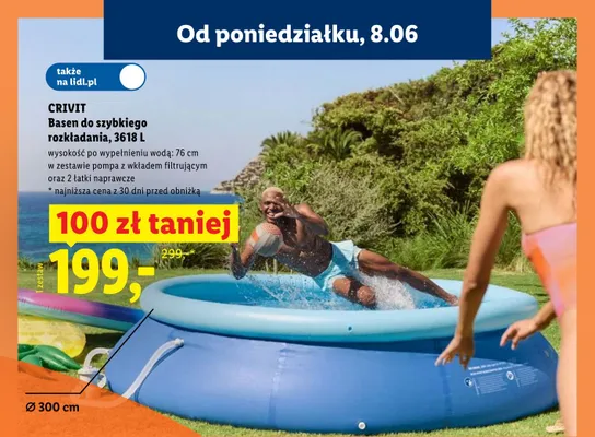Basen do szybkiego rozkładania CRIVIT 3618 l promocja w Lidl