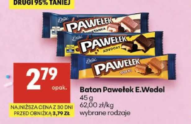 Baton Pawełek E.Wedel toffi promocja w Delikatesy Centrum