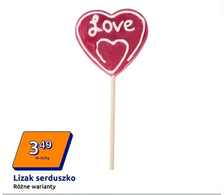Lizak serduszko różne warianty promocja w Action