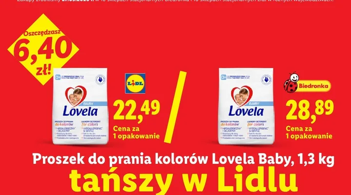 Proszek do prania kolorów Lovela Baby promocja w Lidl