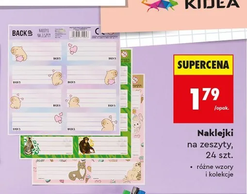 Naklejki na zeszyty Kidea promocja w Biedronka