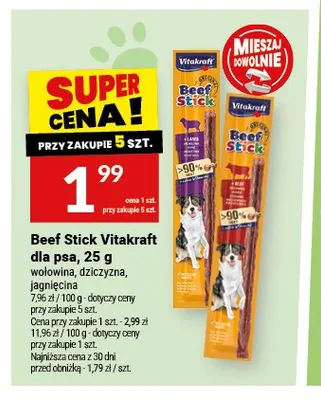 Beef Stick Vitakraft dla psa wołowina 25g promocja w Twój Market