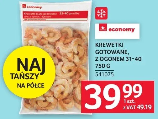 Krewetki gotowane, z ogonkiem 31-40 750 g promocja w Selgros