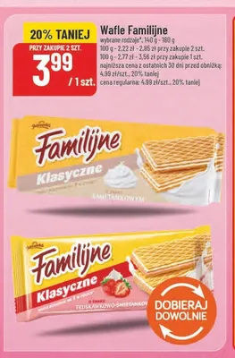 Wafle Familijne Klasyczne o smaku truskawkowo-śmietankowym promocja w POLOmarket