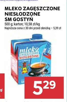 Mleko zagęszczone niesłodzone SM Gostyń promocja w Stokrotka