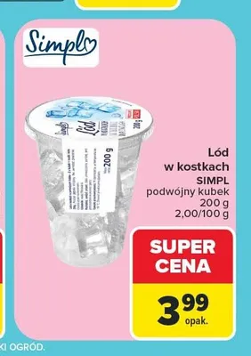 Lód w kostkach Simpl podwójny kubek promocja w Carrefour