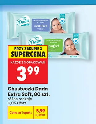 Chusteczki Dada Extra Soft Sensitive promocja w Biedronka