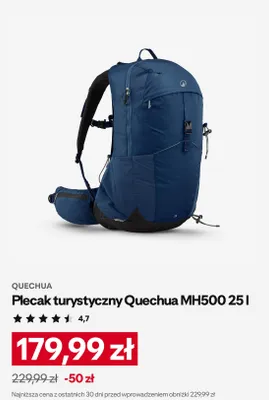 Plecak turystyczny Quechua MH500 25 l promocja w Decathlon