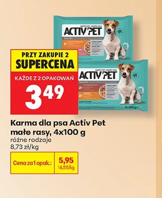 Karma dla psa Activ Pet małe rasy 4-pak 100g promocja w Biedronka