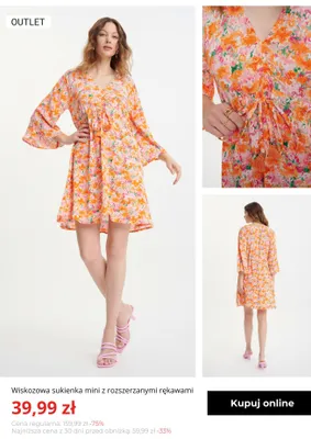 Sukienka wiskozowa mini z rozszerzanymi rękawami Greenpoint promocja w Greenpoint