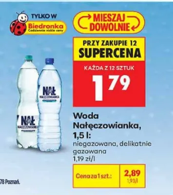 Woda Nałęczowianka delikatnie gazowana promocja w Biedronka