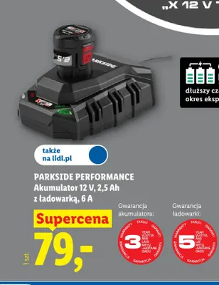 Akumulator 12V 2,5Ah z ładowarką 6A Parkside Performance promocja w Lidl