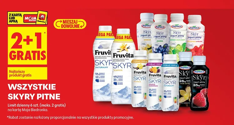 Skyr jogurt pitny smak waniliowy Piątnica promocja w Biedronka