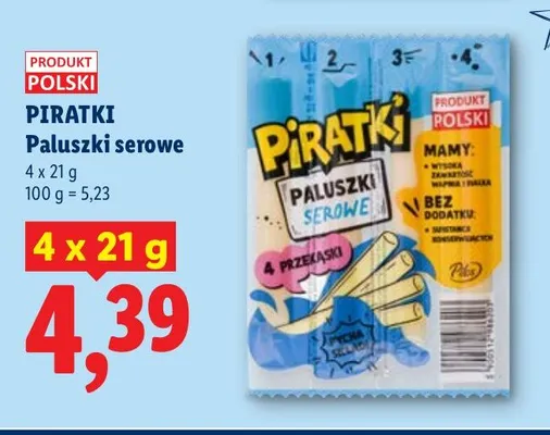 Paluszki serowe Piratki 4-pak promocja w Lidl